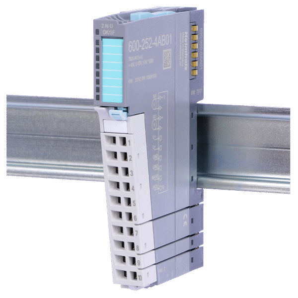 Helmholz TB20 Analog Input Module – AI2×U, ±10V / 0–10V / 1–5V, 12 Bit (600-252-4AB01)
