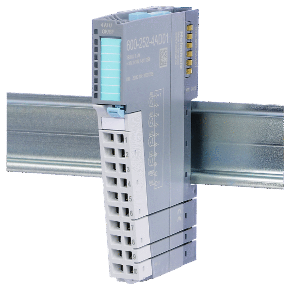 Helmholz TB20 Analog Input Module – AI4×U, ±10V / 0–10V / 1–5V, 12Bit (600-252-4AD01)